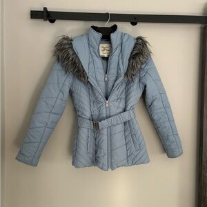 Faux Fur trim hooded Puffer coat